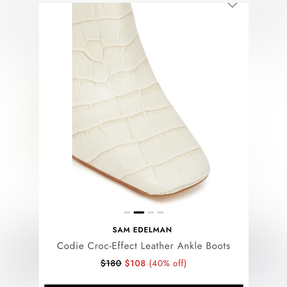 Sam Edelman Code Croc Effect Off White Booties - image 2